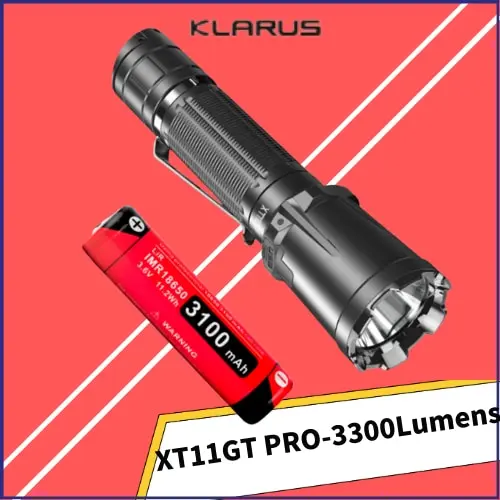 

Klarus XT11GT Pro V2.0 Rechargeable Tactical Flashlight 3300Lumens Self-defense Trcoh Light With 3100mAh Battery