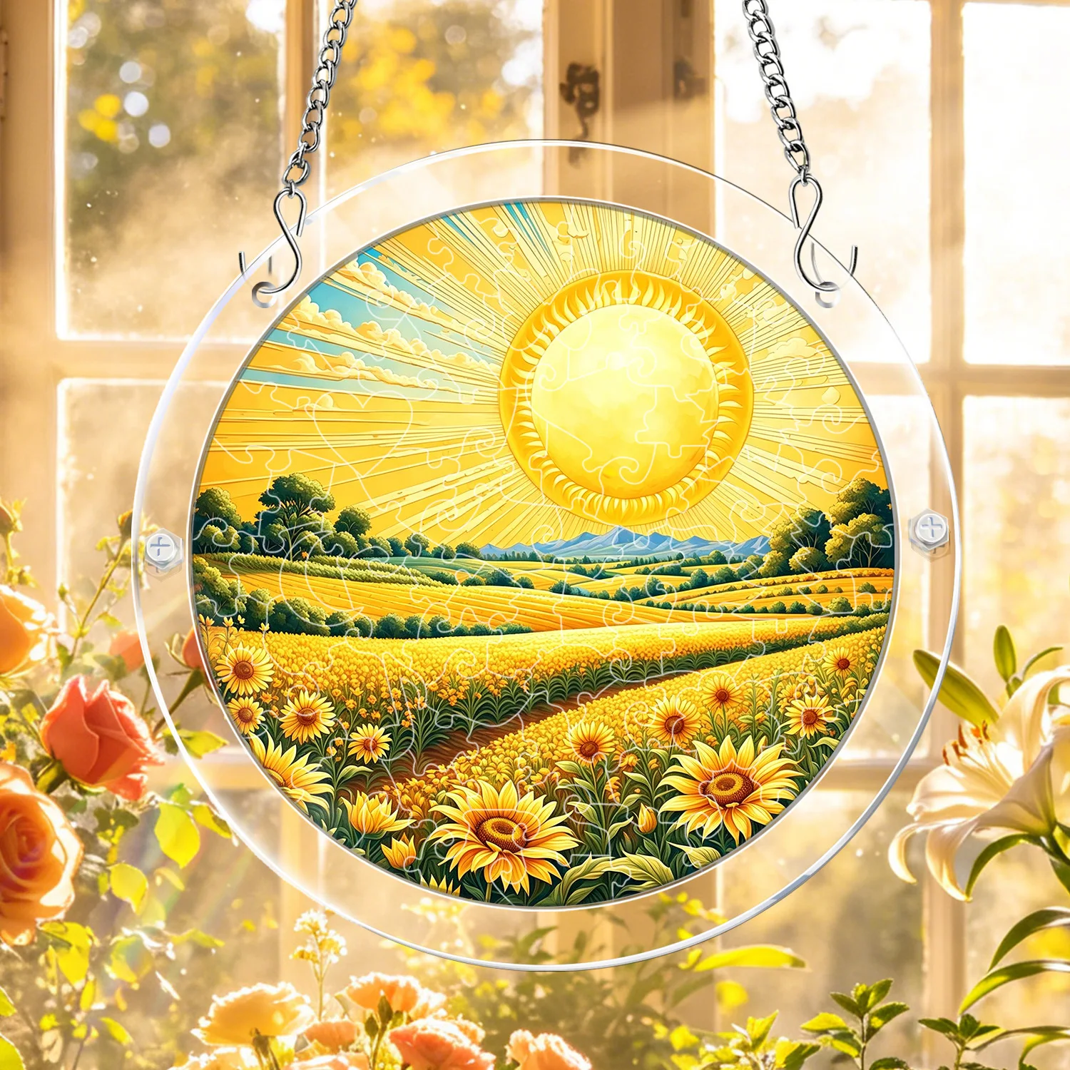 Lighting Effect Home Decor - Attrape-soleil en acrylique effet vitrail, créateur