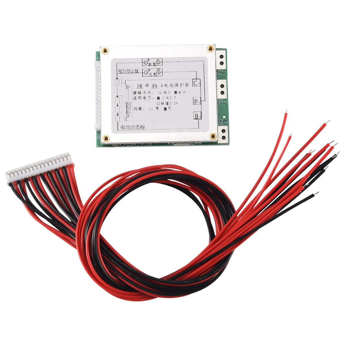 Placa de protección BMS PCB con inversor de energía UPS, 16S, 60V, 35A, Li-Ion, batería de litio 18650