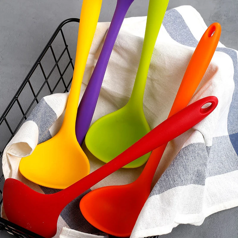 7 Colors 29cm Silicone Soup Spoon Kitchen Non-Stick Large Food Spoons Ladle Home   Cooking Utensils Kitchen Tool