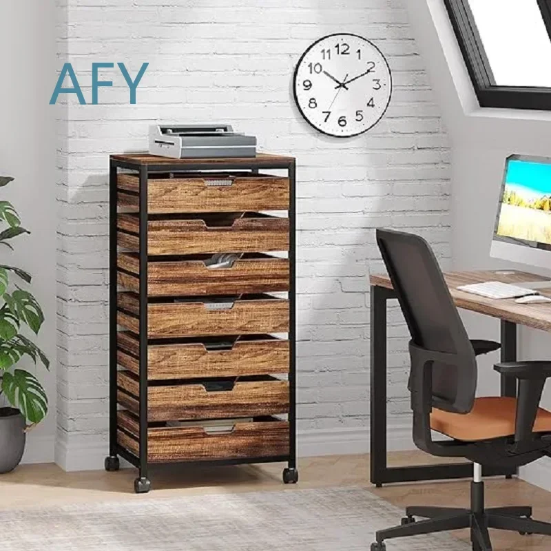 High Quality Chest for Office Bedroom Storage Dresser Cabinet with Wheels Industrial Drawer Organizer Cart Wood Storage