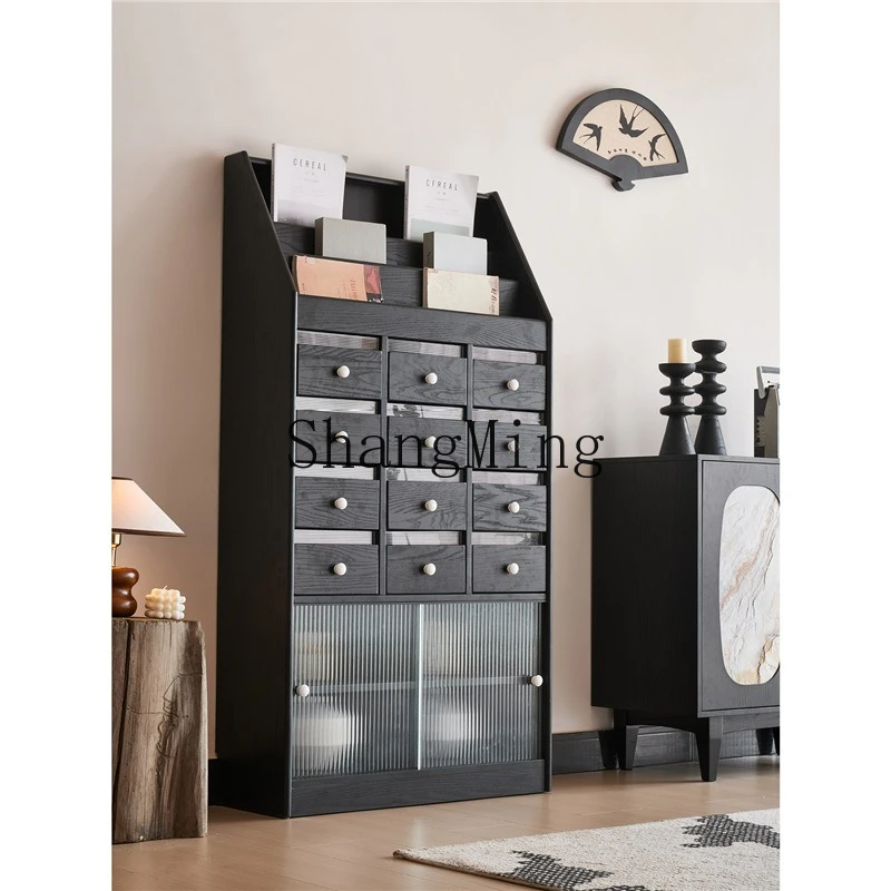 

FG antique retro bookshelf cabinet magazine cabinet floor-to-ceiling storage living room bedroom simple storage cabinet