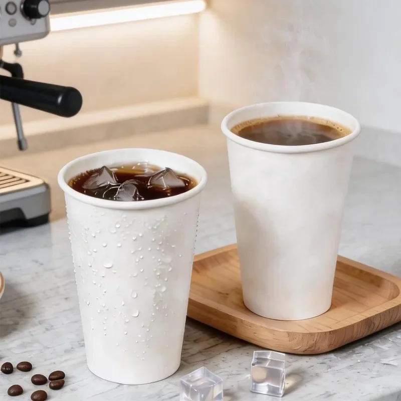 20/40PCS 16OZ Disposable Paper Cups Hot Cold Beverage Cups Leak Proof Coffee Tea Drinking Cups for Office Party Home Travel