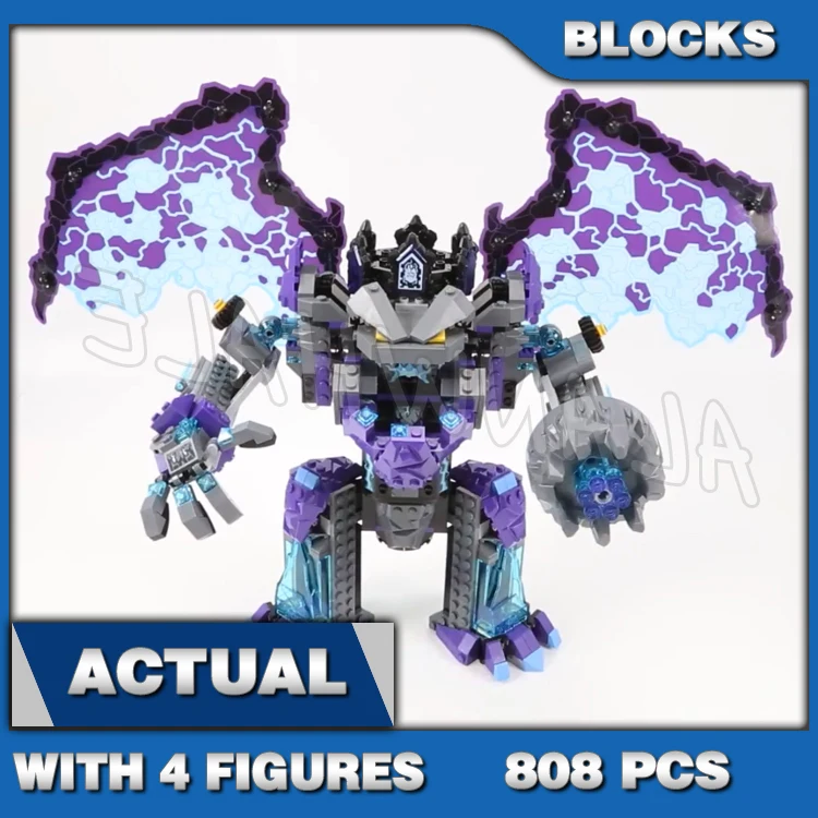 808pcs Nexoes Knights The Stone Colossus of Ultimate Destruction Shield Glider 10705 Building Blocks Set Compatible with Model