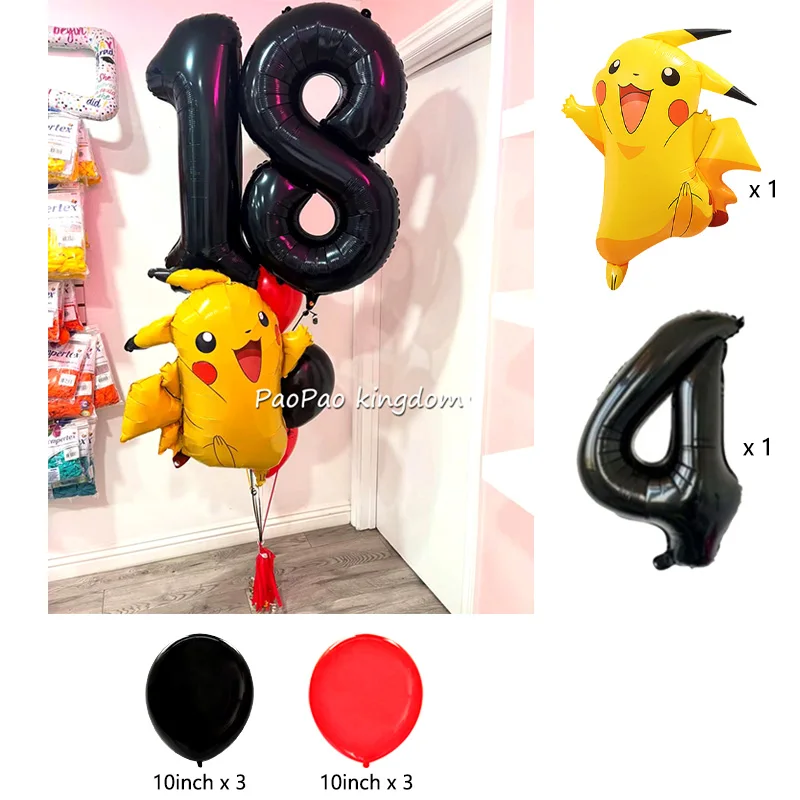 Niedliche Pikachu-Ballons Cartoon-Folienballons Geburtstagsparty-Deko-Set Kinder-Babyparty Feier-Party-Zubehör – Detail 13