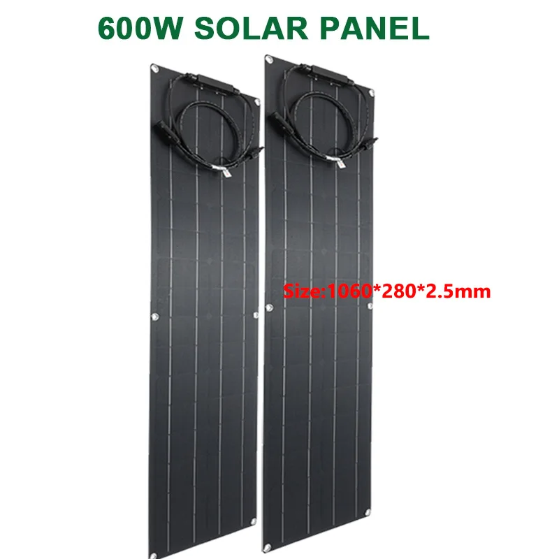 600W 300W Flexibele Zonnepaneel Kit 12V Batterijlader Monokristallijne Mobiele Zonnestelsel Voor Outdoor Camping jacht Auto RV Boot