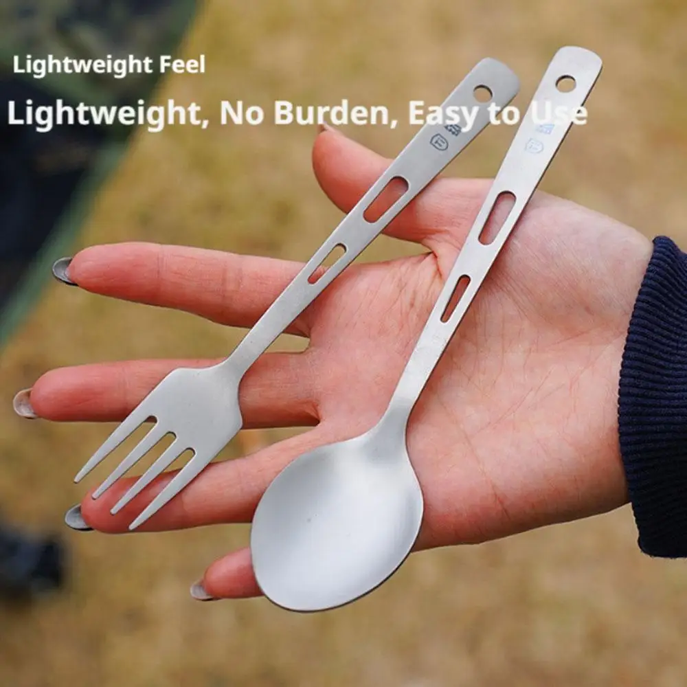 Titanium Long Handle Spoon Outdoor Camping Light Titanium Cookware Cutlery Fork EDC Environmental Outdoor Picnic Accessories