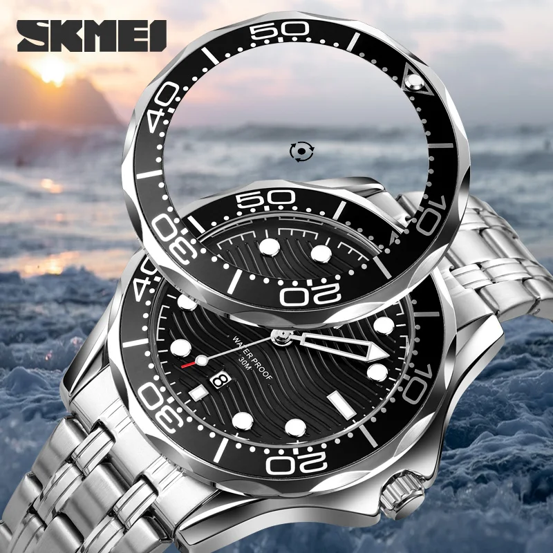 Luxury Quartz Watch For Men Fashion Dial Quartz Men\'s Watches Calendar Wristwatch Top Brand SKMEI Waterproof Clock