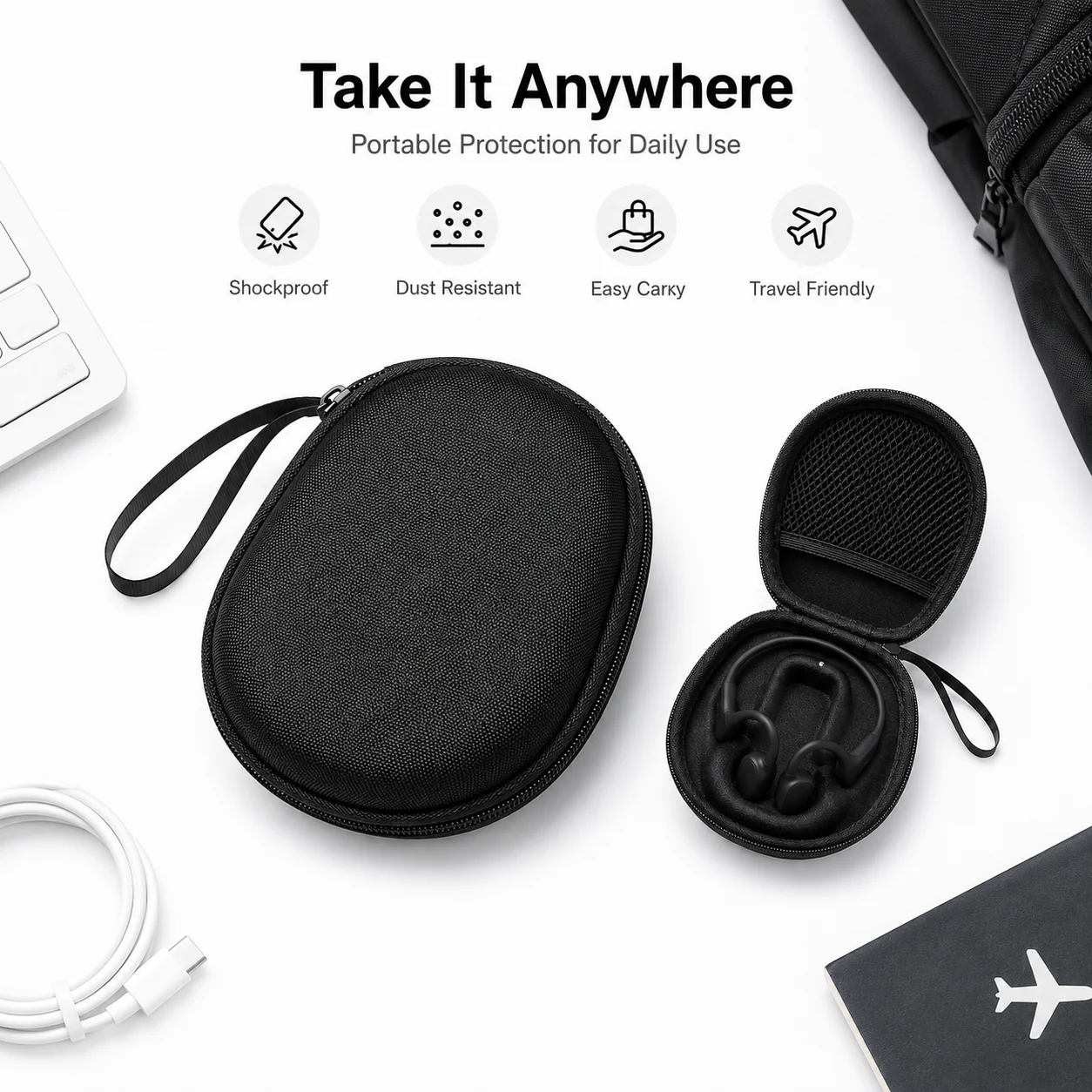 Universal EVA Carrying Case fo - Hard Travel Case Bone Conduction Earphones ulasan dan harga