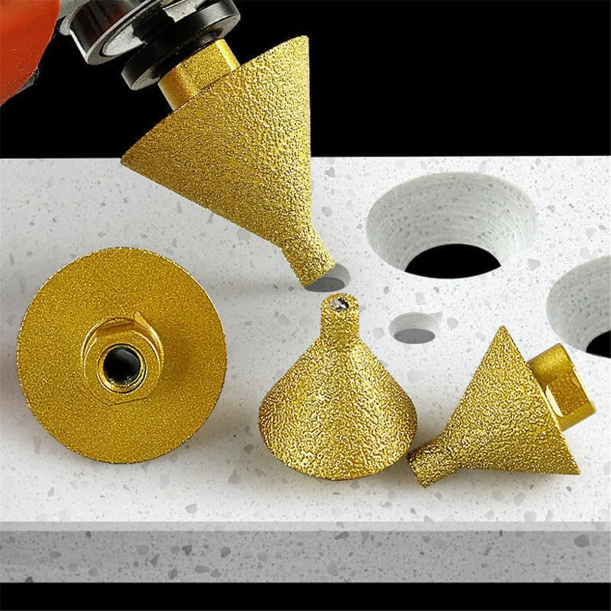 Activity Diamond Beveling Chamfer Bit for Angle Grinders, 5/8In 11 Thread Countersink Drill Bits, Diamond Cone Tile Bit Small