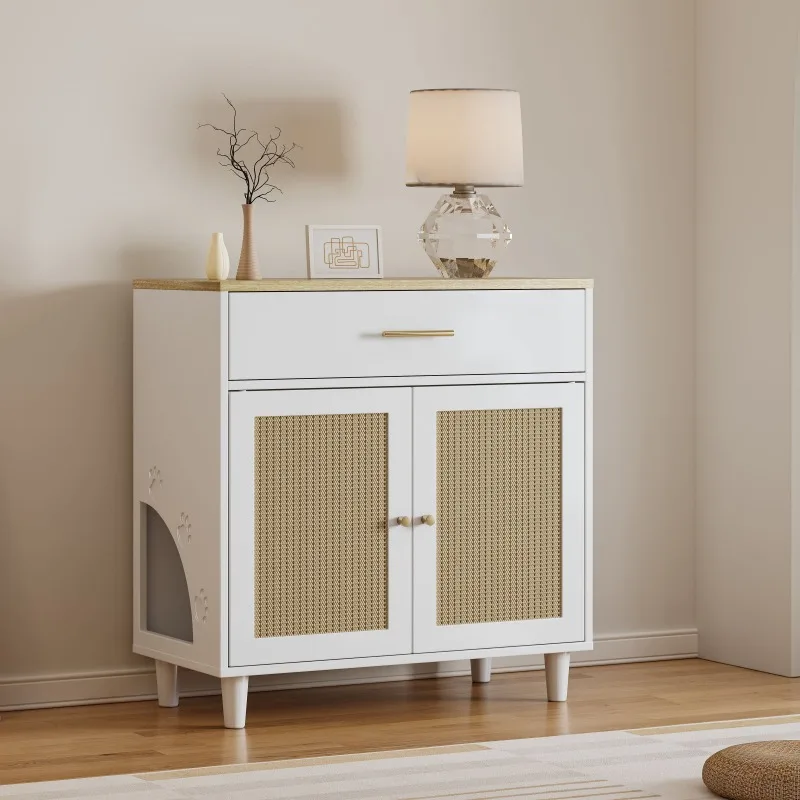 DB Cat Box Enclosure Hidden Scratch Pad Wooden Pet House Sideboard Storage Cabinet Furniture Pet Houses Furniture Fit