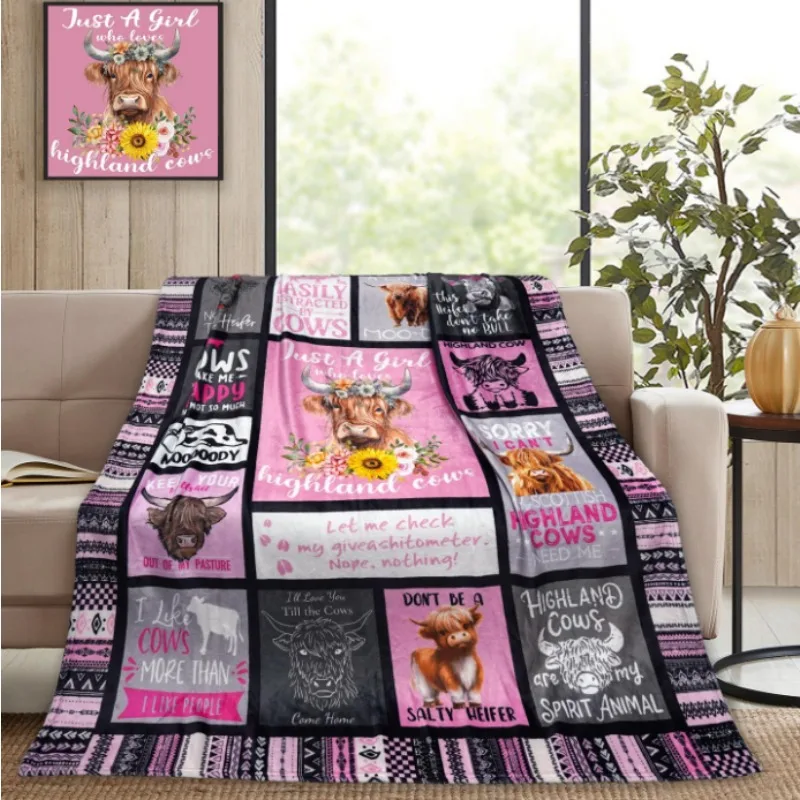 Regalo mucca delle Highland - Coperta da tiro con motivo carino per gli amanti delle mucche Solo una ragazza che ama le mucche delle Highland, adatta per la sedia del divano letto