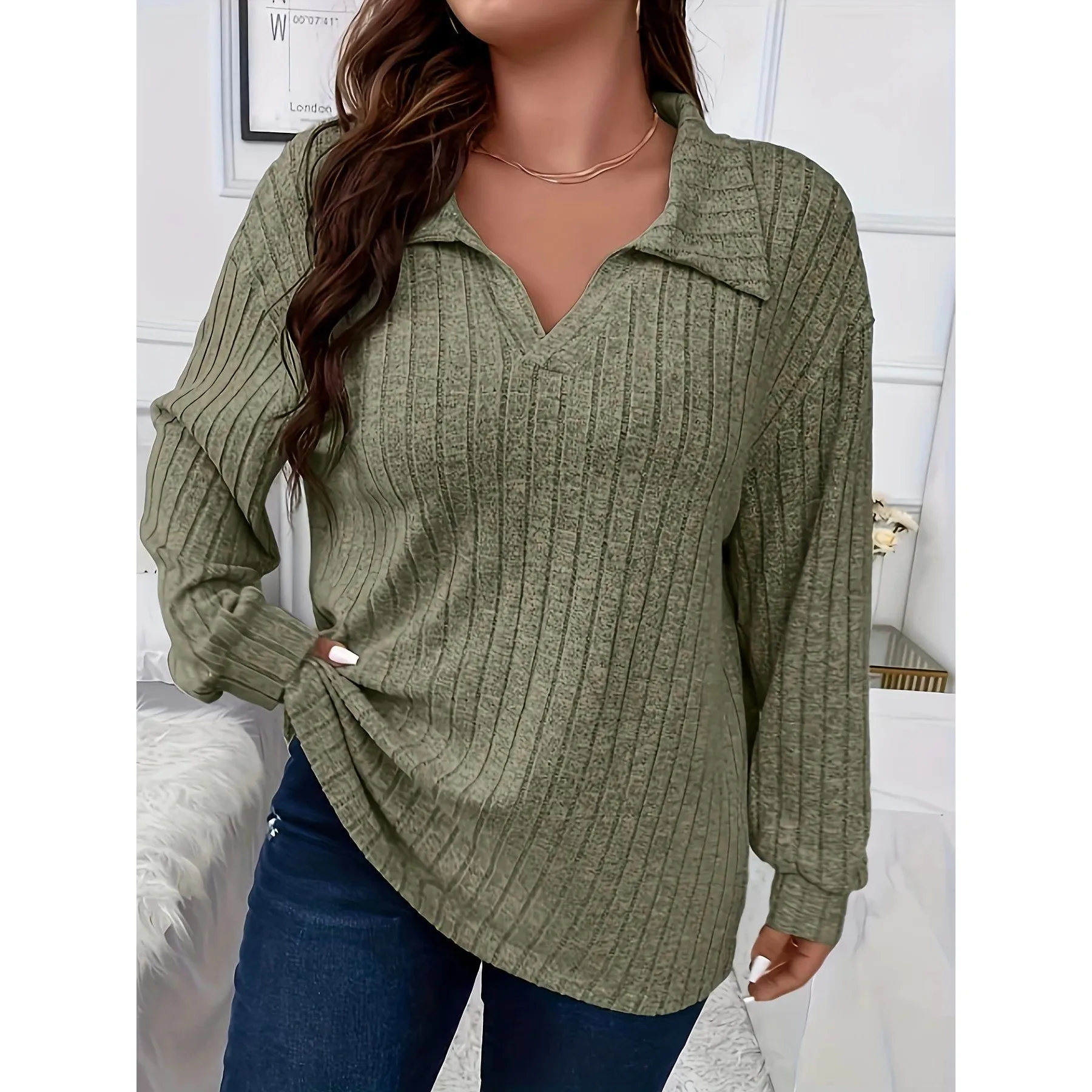 Damska koszulka plus size, codzienna, długa, wygodna, z miękkiego materiału, modna.