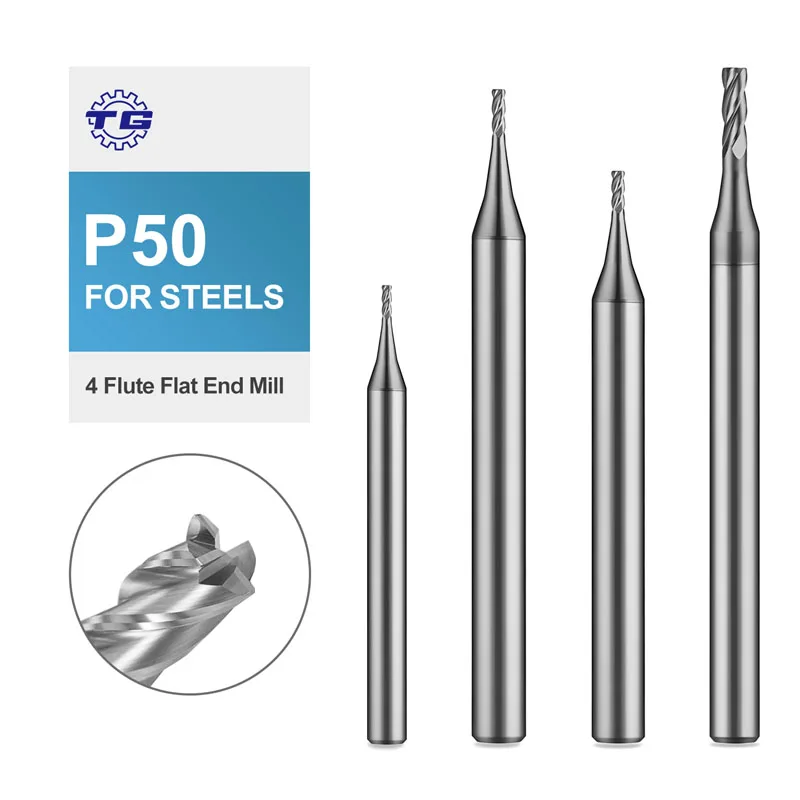 

TG P50-S4/4 Groove Coated Flat End Mill P50 Series Steel Micromachining Milling Cutter