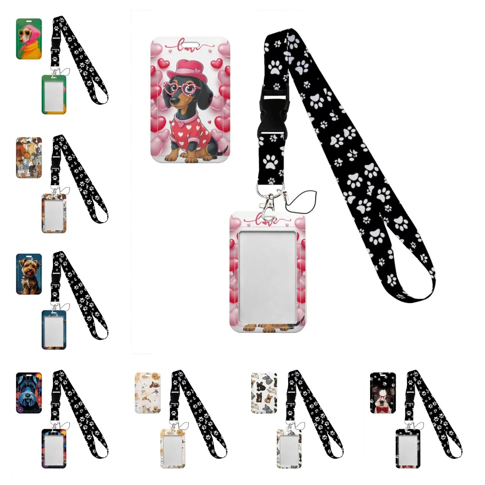 With buckle puppy Lanyard Business Credit Card Holder Neck Strap Keychain Hang Rope ID Badge Holder Lariat Lasso