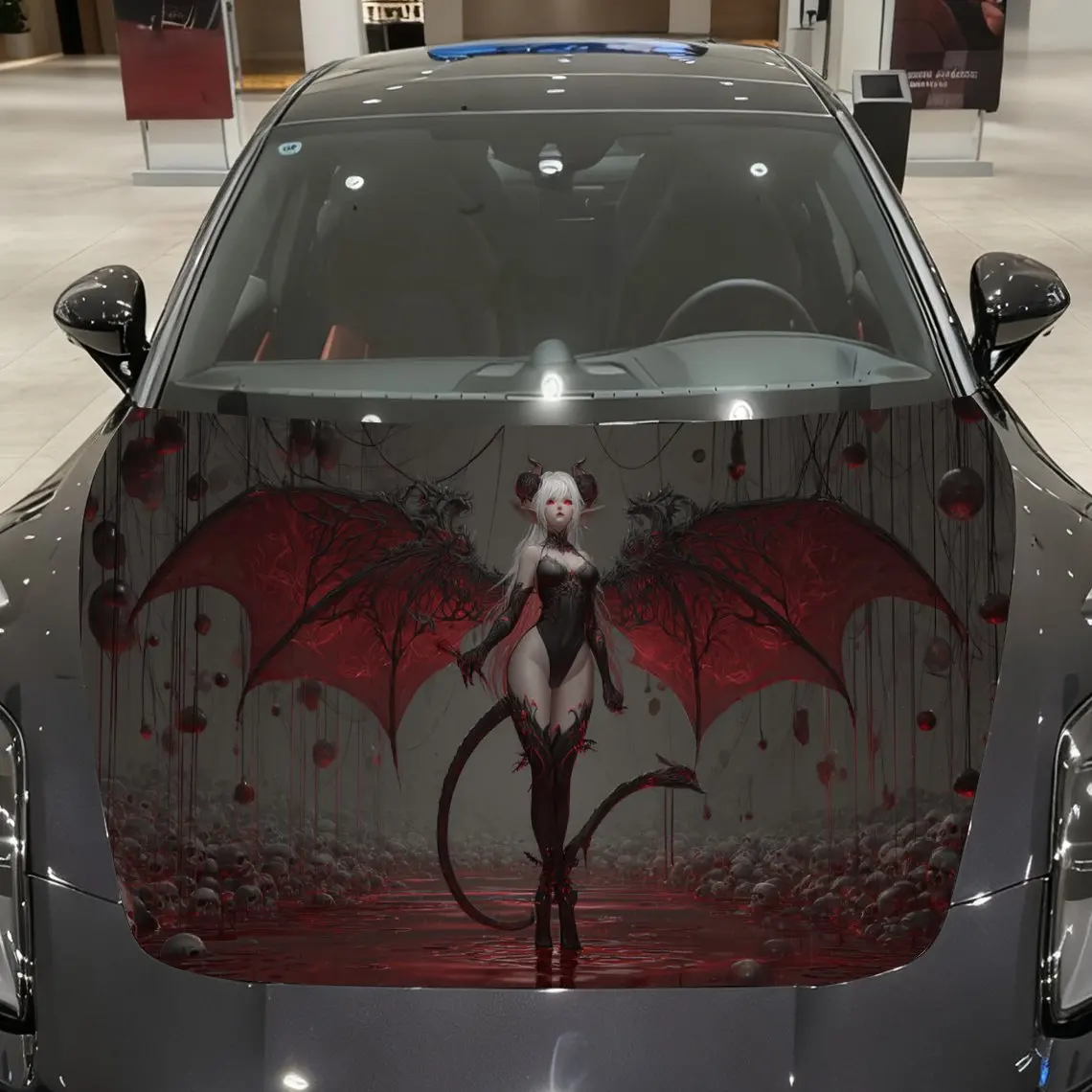 

Наклейки на капот автомобиля Realm Red-winged Succubus Print, водонепроницаемые самоклеящиеся, устойчивые к царапинам, легко приклеиваемые, прочные автомобильные ПВХ s