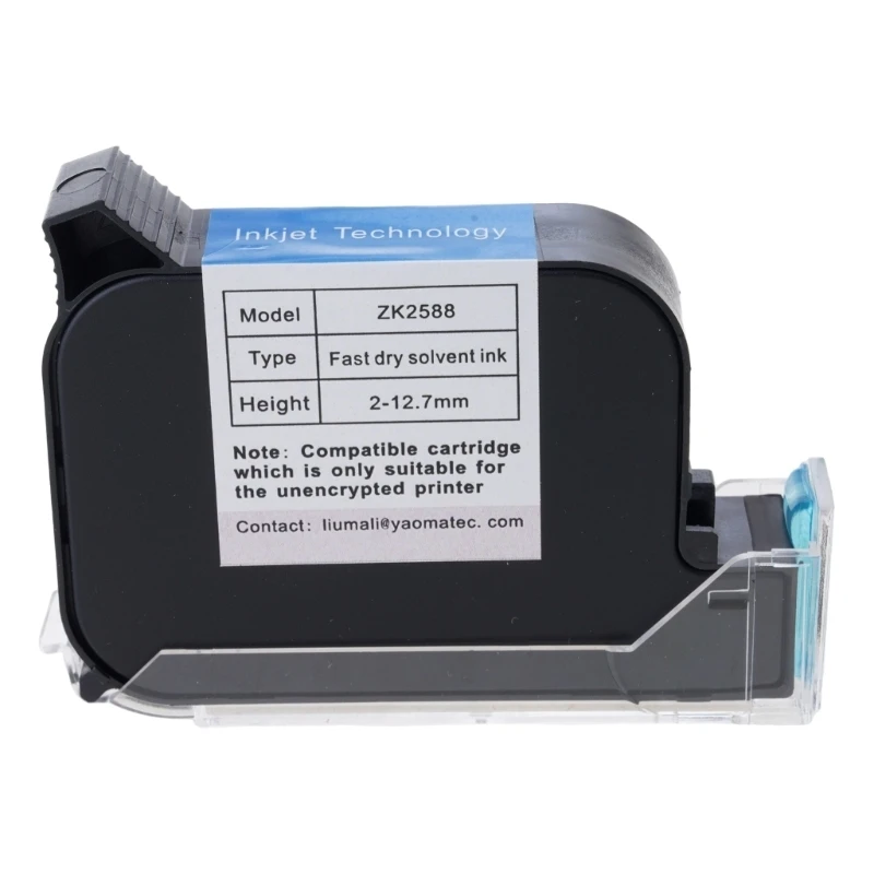 652F Refill For ZK2588 12.7mm Height Black Cartridge Quick dry Cartridges for Hand Inkjets Printers