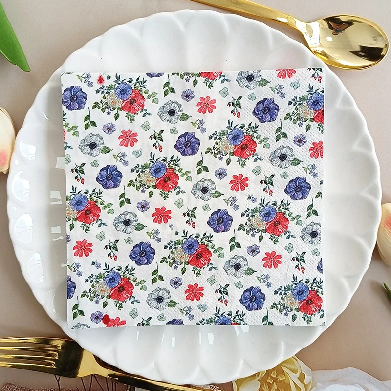 20/60Pcs Floral Printed Paper Napkins, 2-Layer Disposable Napkins for Party Hotel Dinner Table DIY Decor