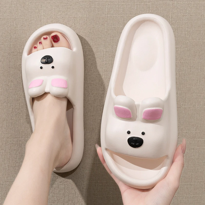 Lovely Girls Bears Slippers Super Soft Bottom Candy Color Eva Slippers Women Thick Platform Indoor Home Slides Woman Flip Flops