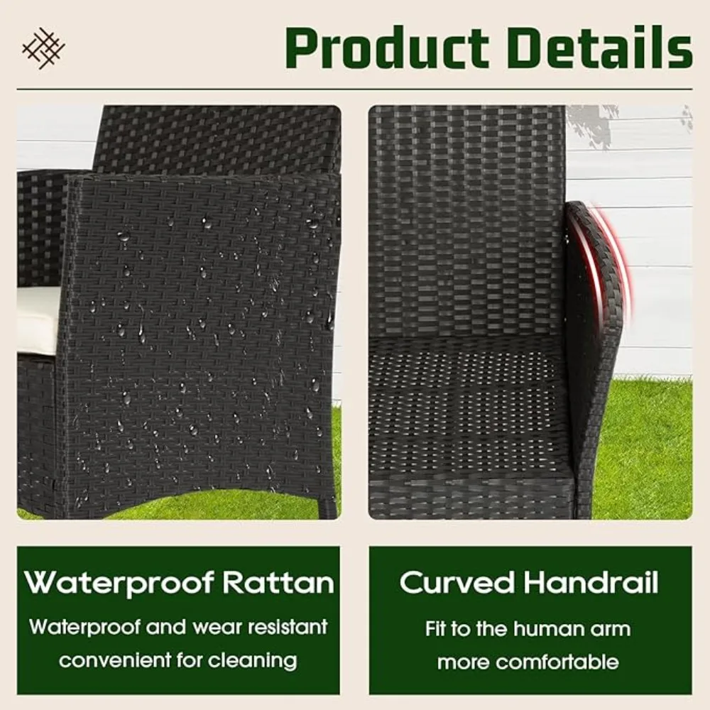 Outdoor Patio Furniture Set w/Coffee Table, 4-Piece Weather-Resistant Outdoor Wicker Furniture for Porch, Garden Furniture Set image 3