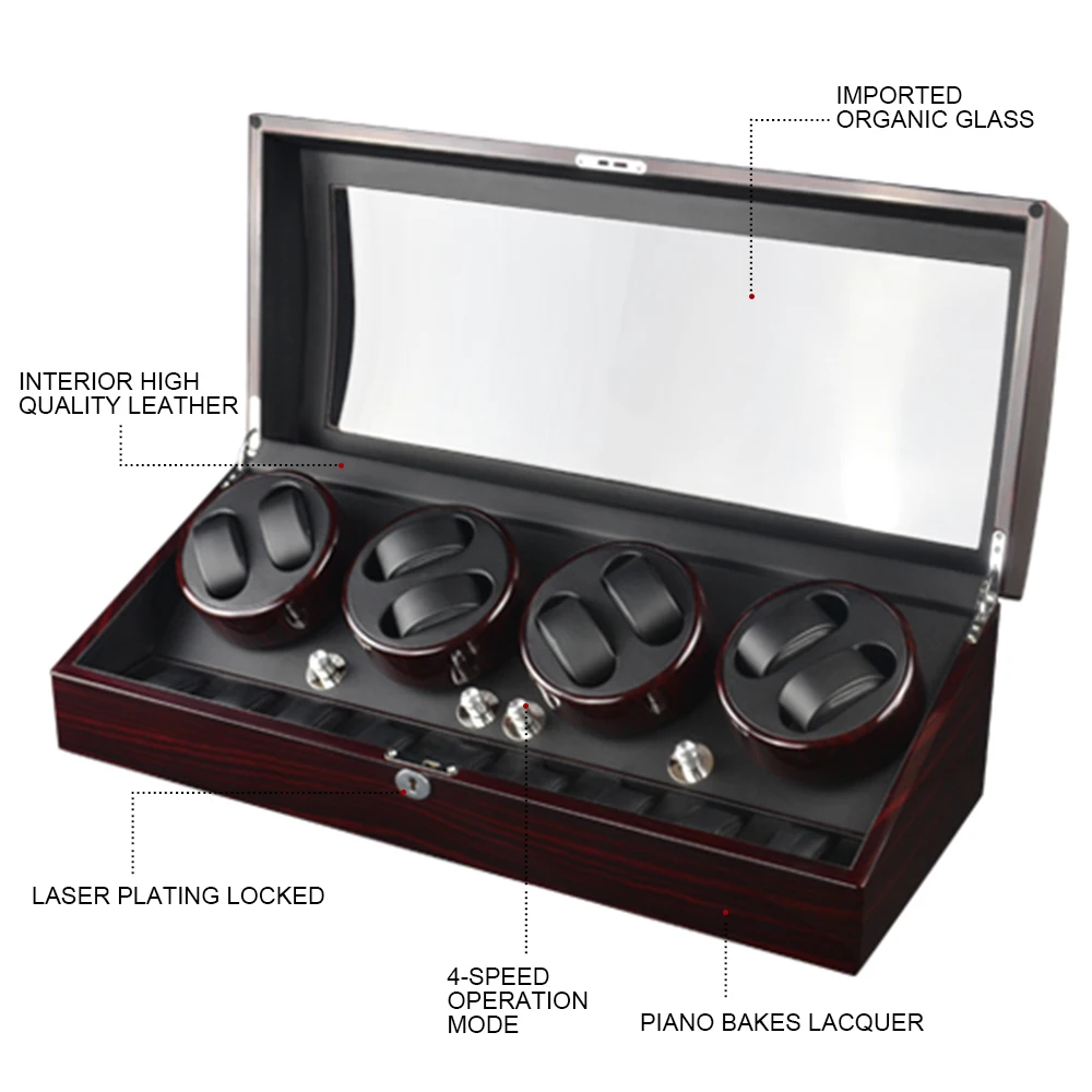 Classic Watch Winder for 8 Automatic Watches with 9 Extra Storage Spaces Key Lock Luxury Watch Winders for Men And Women