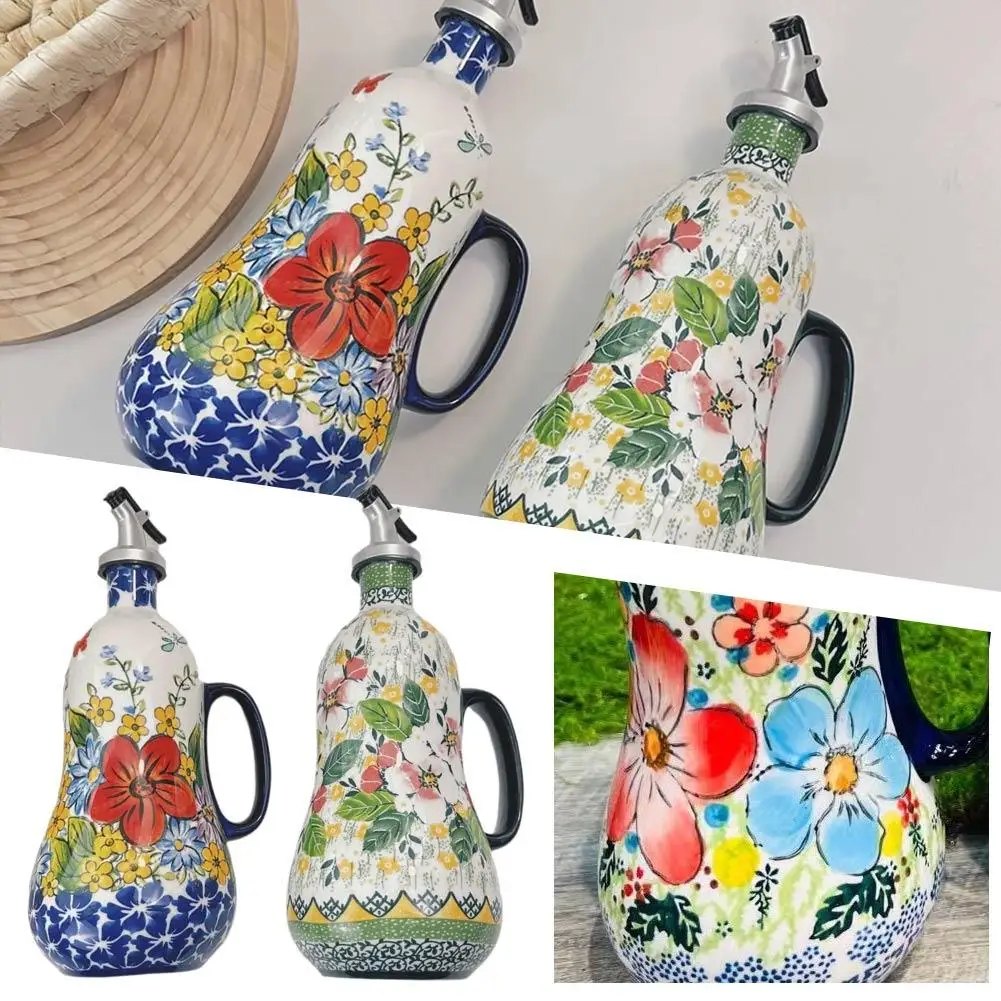

700ml Ceramic Olive Oil Dispenser Bottle Leak-Proof Pot Soy Sauce Seasoning Oil Seasoning Jar Storage Cook Vinegar Bottle R7S8