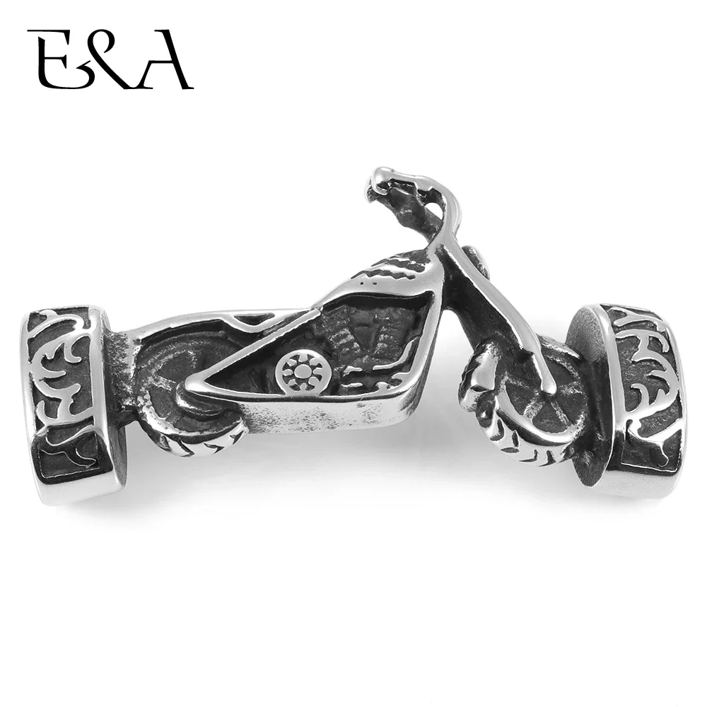 Blacken Motorcycle Connectors Hole 12*6mm Flat Leather Cord Bracelet Accessories Stainless Steel Charms DIY Men\'s Jewelry Making