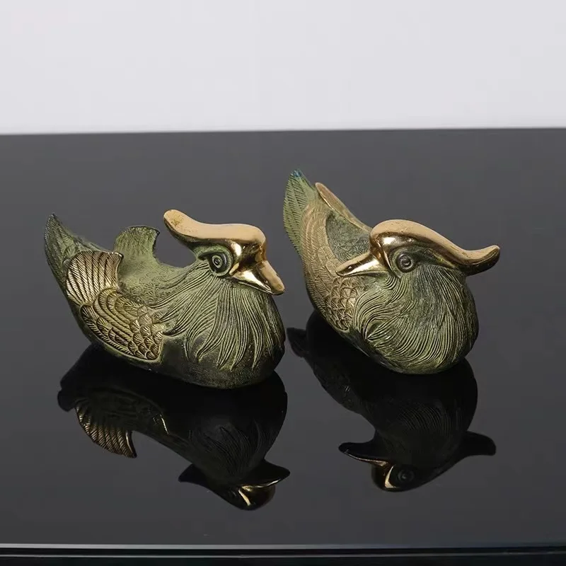 Modern new Chinese-style copper mandarin duck lacquer box tray combination with creative ornament desktop coffee table bay windo