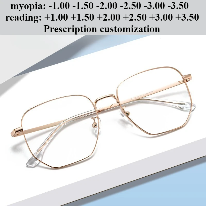 

55 мм новая полутитановая оправа для очков по рецепту с большим лицом для женщин, большая оправа для очков для чтения с защитой от синего света