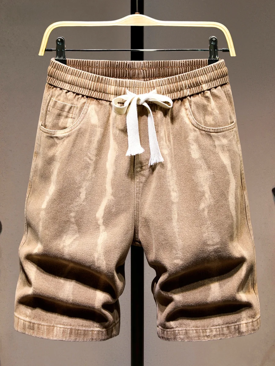 

Мужские джинсы American Sle свободного кроя, летние 2025, с эффектом потертости, в полоску, широкие, укороченные, со средней посадкой, прямые штанины