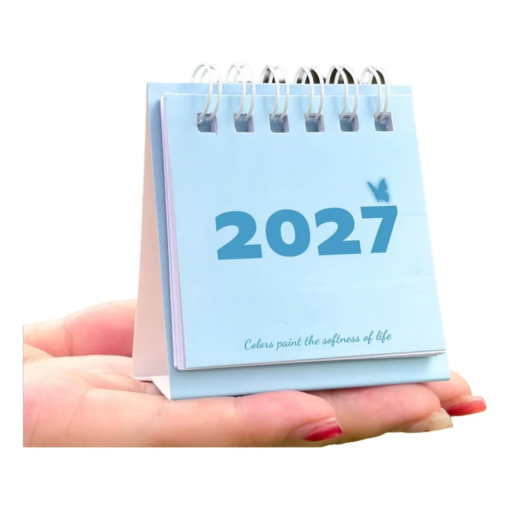 Planning Vertical 2027 Mini Calendar Mini Thick Paper Desktop Calendar Freestanding Base Memo Notes Office Calendar Gifts