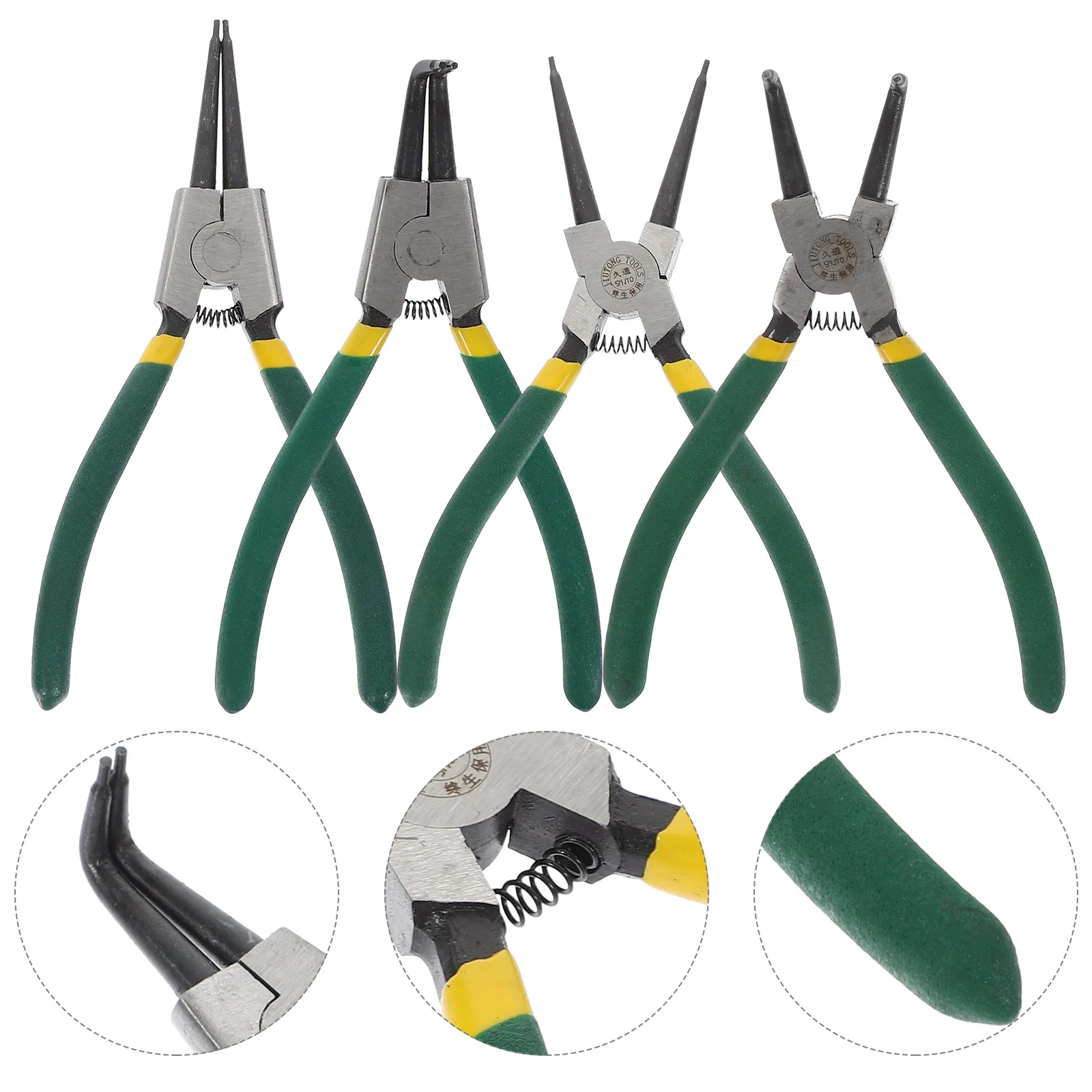 

1 set Circlip Pliers Set 7 Inch Straight Curved Internal External Heavy Duty Spring Loaded Precision Snap Ring Tool Kit