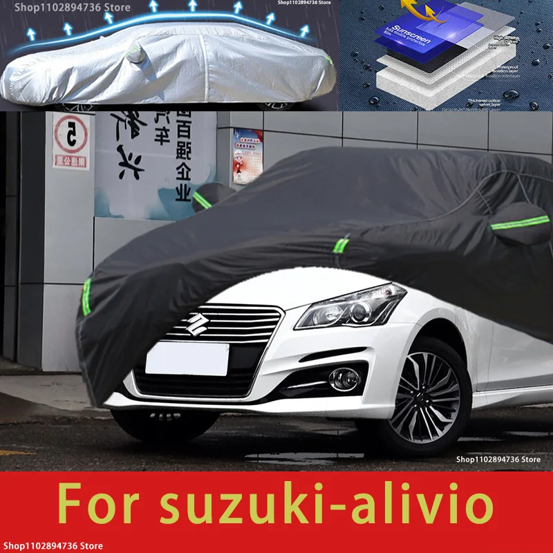 

For SUZUKI Alivio Fit Outdoor Protection Car Covers Snow Cover Sunshade Waterproof Dustproof Exterior black car cover