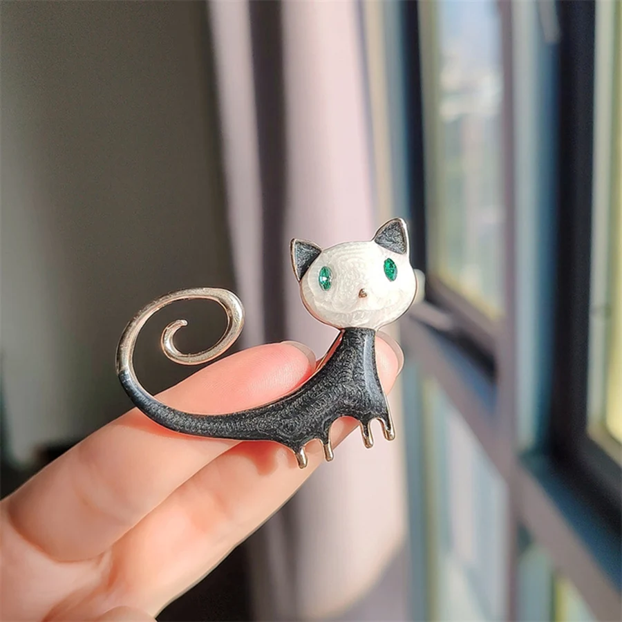 Cute Enamel Cat Brooches for Women Unisex Animal Combo Pins Office Party Casual Accessories Gifts