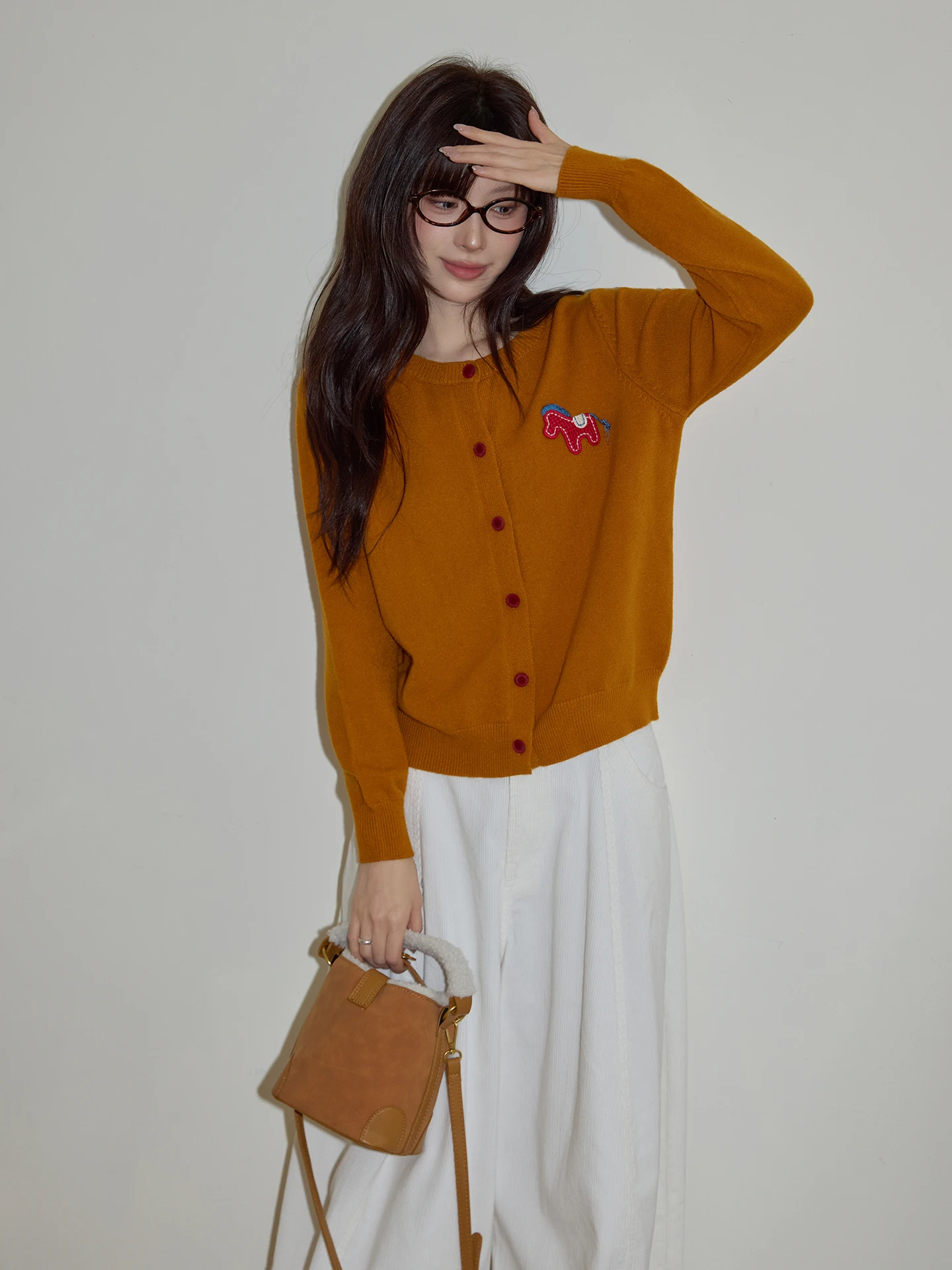 

Chaocha Home Thiened Knitted round Ne Open Cardigan Women's Winter Casual Slim Fit Sweater Long Sve Commute Sle