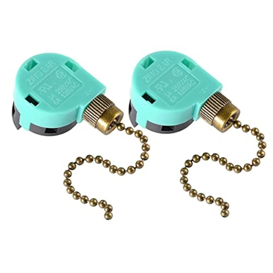 Zing Ear ZE-268S6 3-Speed 4-Wire Pull Chain Ceiling Fan Replacement Switch, Bronze 2PCS
