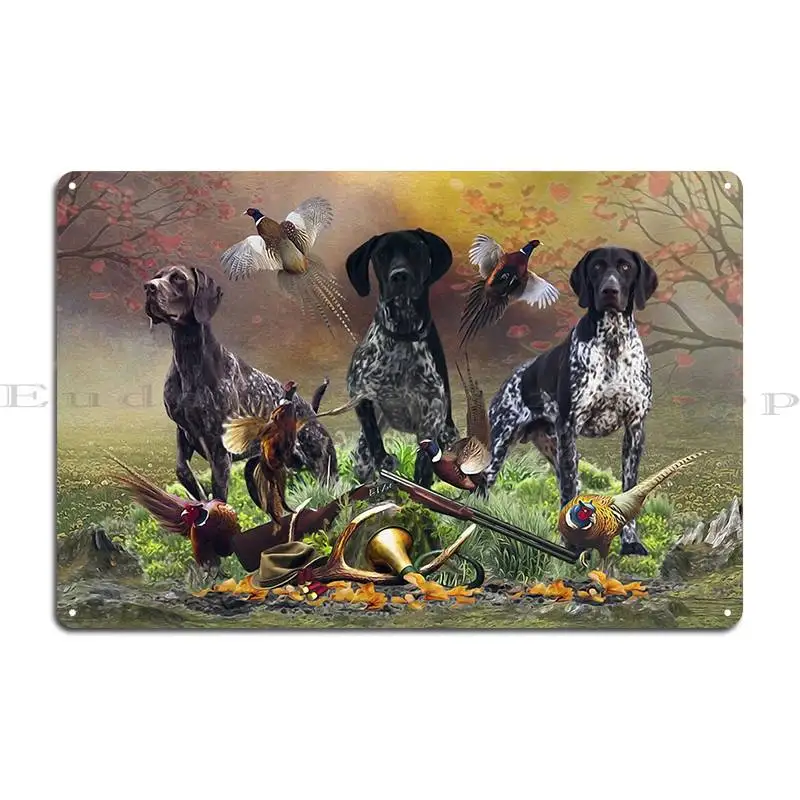 Hunting Pheasant With German Shorthaired Pointer Metal Sign Poster Kitchen Printing Cinema Pub Club Tin Sign Poster