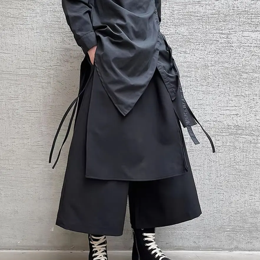 

Y2k Dark Ribbon Irregular Patchwork Layered Skirt Pants Spring Genderless Streetwear Fashion Youth Niche Casual Pants Unisex New
