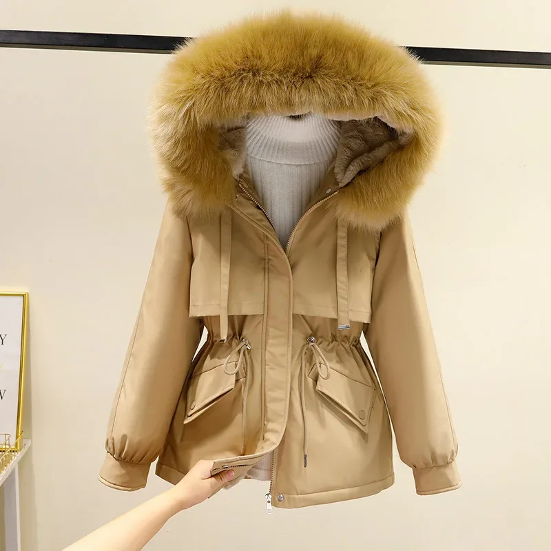 Autumn Winter Urban Style Women\'s Parkas 2024 Winter New Loose Coat Cotton Jacket Regular Zipper Women Clothing Off White