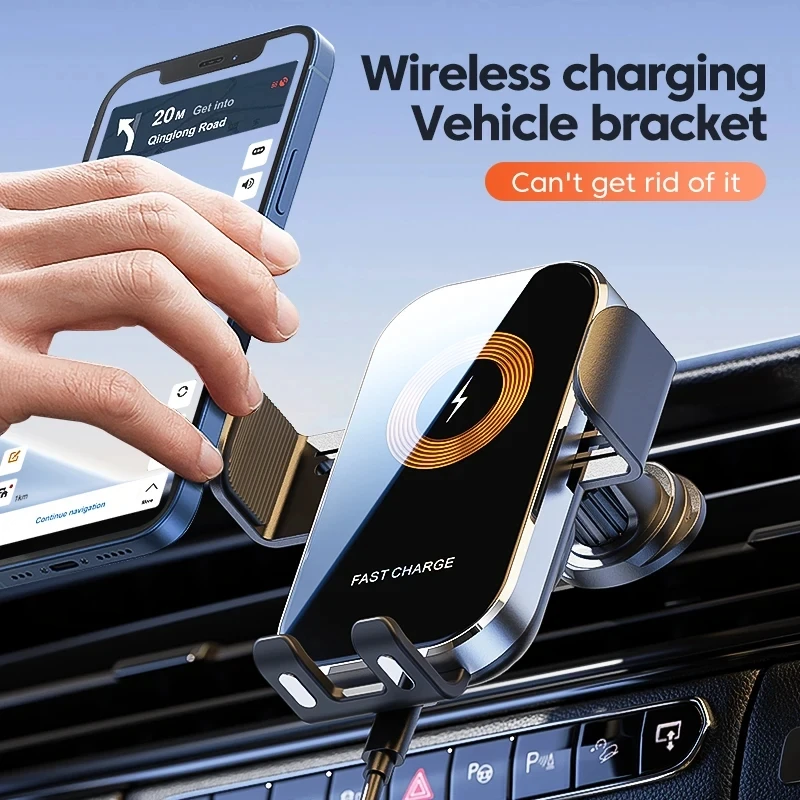 Car Phone Holder with Wireless Charger Auto Stand 15W Fast Charging For iPhone Xiaomi Samsung Intelligent Sensing