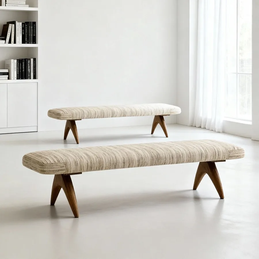 Medieval solid wood shoe stool living room designer retro sofa ottoman bedroom bedside stool