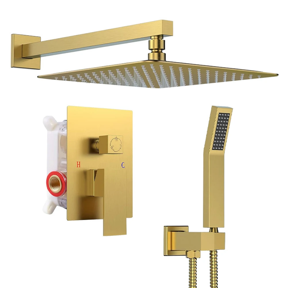 

10 Inch Ultrathin Rainfall Shower Head with Handshower Shower Combo Set Square Shower Head for Home Bathroom Accessories