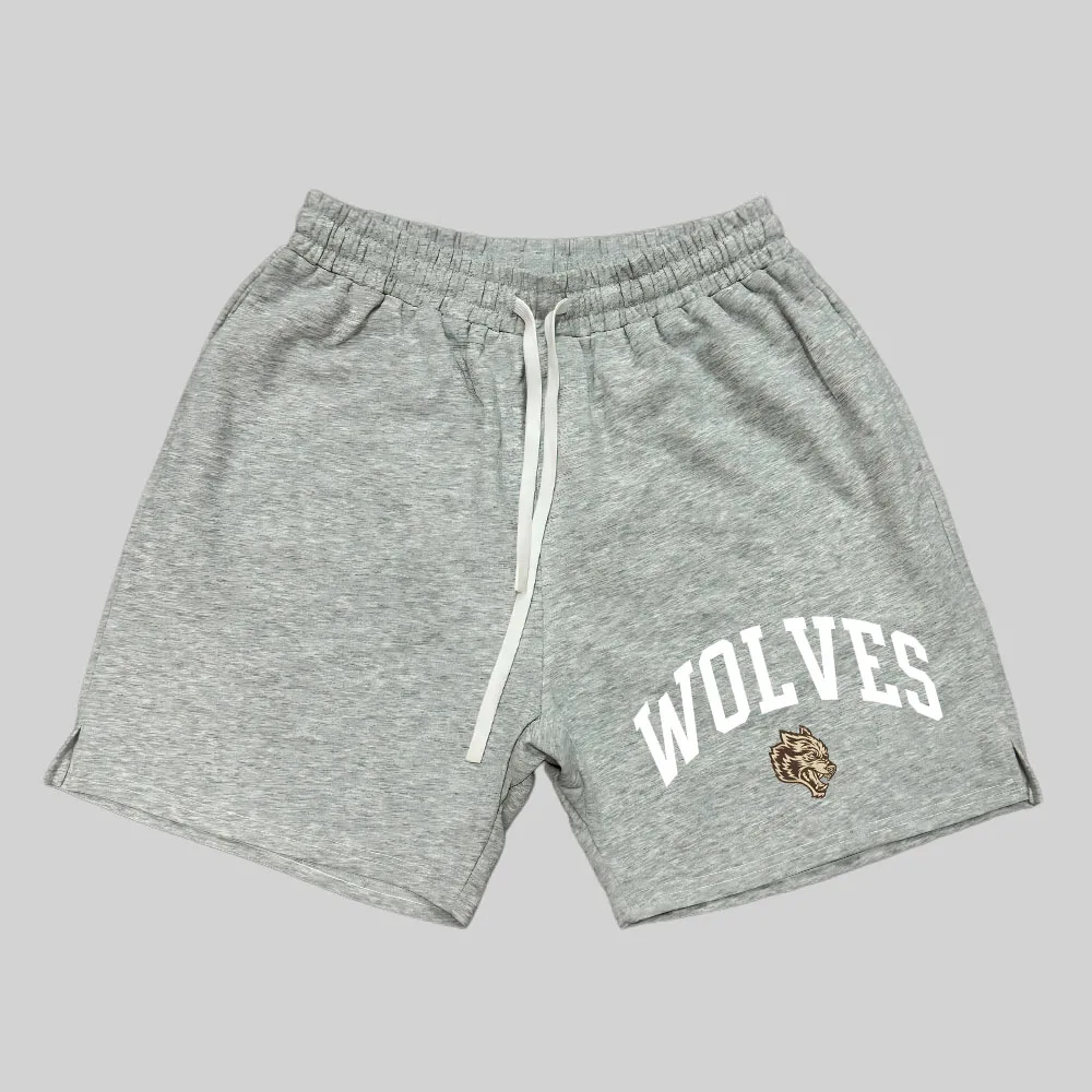 WOLVES GYM Wolf Brand Cotton Looped Cloth Shorts Men Jogging Running Fitness Shorts Pants Hip Hop Gym Men Shorts Beach Bottoms