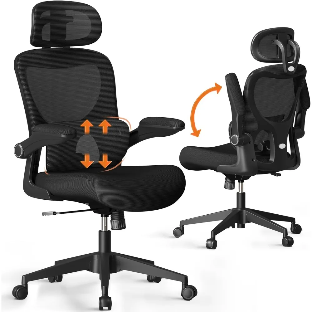 

Office Chair Comfort Wide Seat Ergonomic Desk Chair With Adjustable Lumbar Support & Flip-up Armrest Free Shipping Gaming Gamer