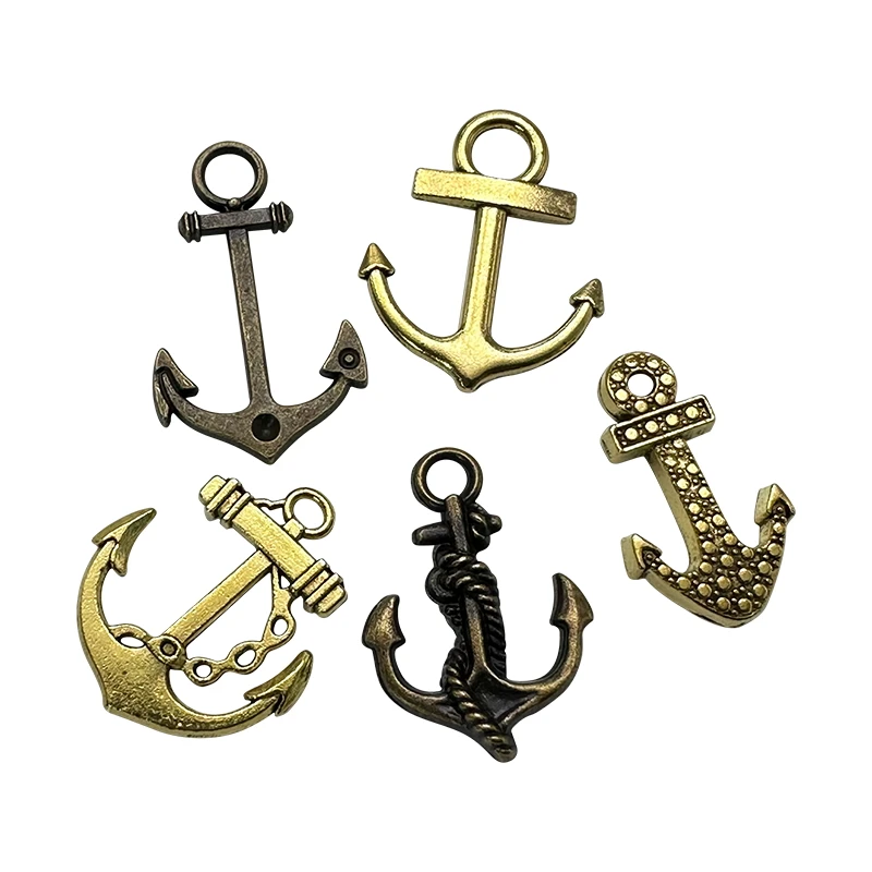 10pcs Handmade Metal Jewelry Boat Anchor Pendant DIY Charm Earrings Bracelets Necklace Supplies Discovered Accessories Wholesale