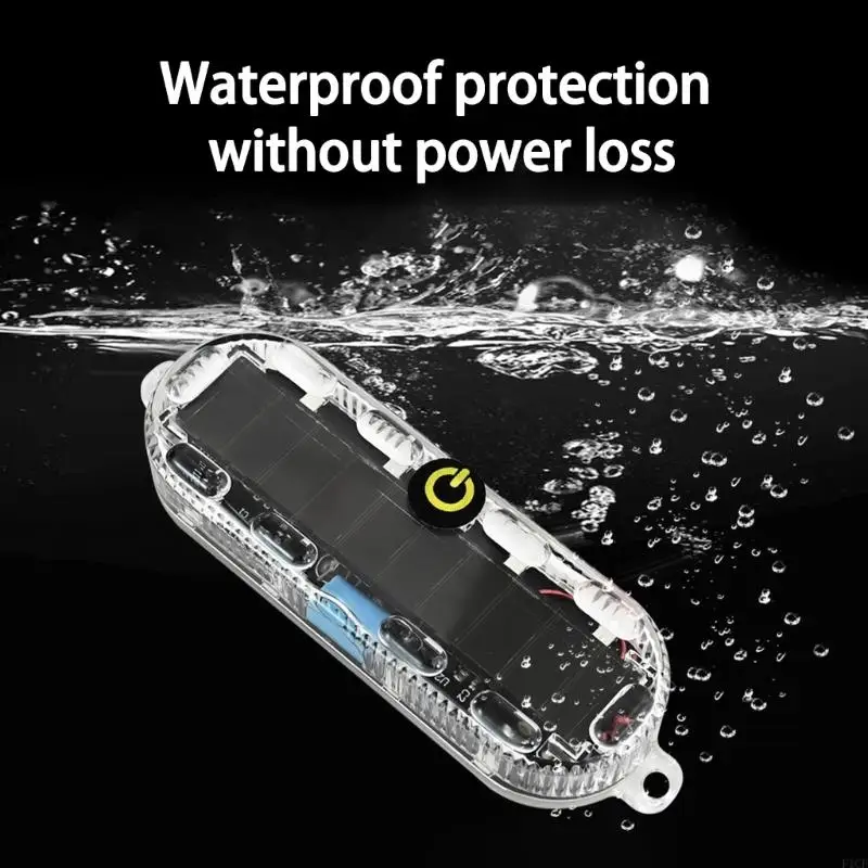 F1CF Solar Safety Light For Car Bikes 5 Lighting Modes Vibration Technology Automatic Power Saving Function