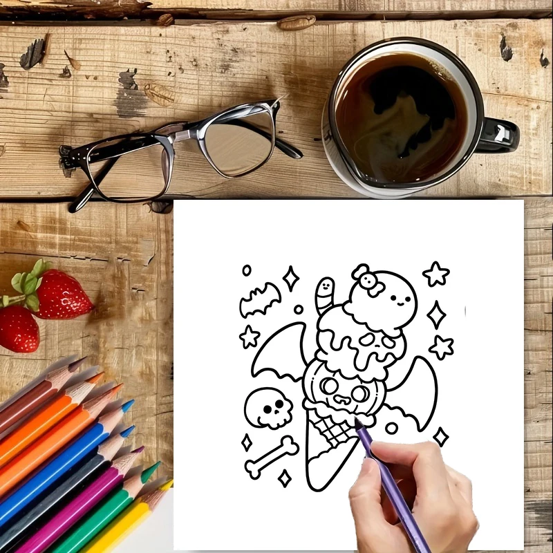 Libro para colorear de alimentos y bebidas de 28 páginas para adultos |   Libro para colorear, útiles de dibujo para Navidad, Acción de Gracias