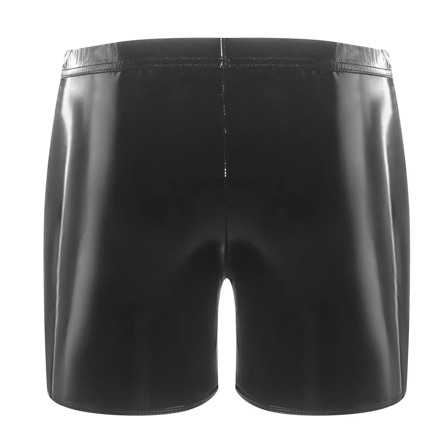 

Men's Erotic Bulge Pouch Front Open Boxers Underwear Glossy Wet Look PVC Leather Short Pants Sexy Shiny Latex Male Trunks Shorts