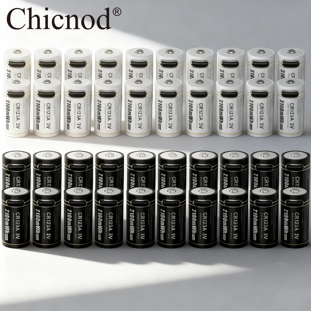 CHICNOD 2-40PCS TYPE-C Rechargeable Li-ion Battery CR123A 3V 2100mWh Lithium Battery 3V Camera Battery CR17345 DL123A EL123A 123