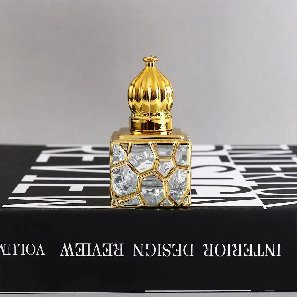 10ml Filling Perfume Bottle Water Cube Crown Shape Liquid Sample Portable Empty Bottle Gold Refillable Bottle